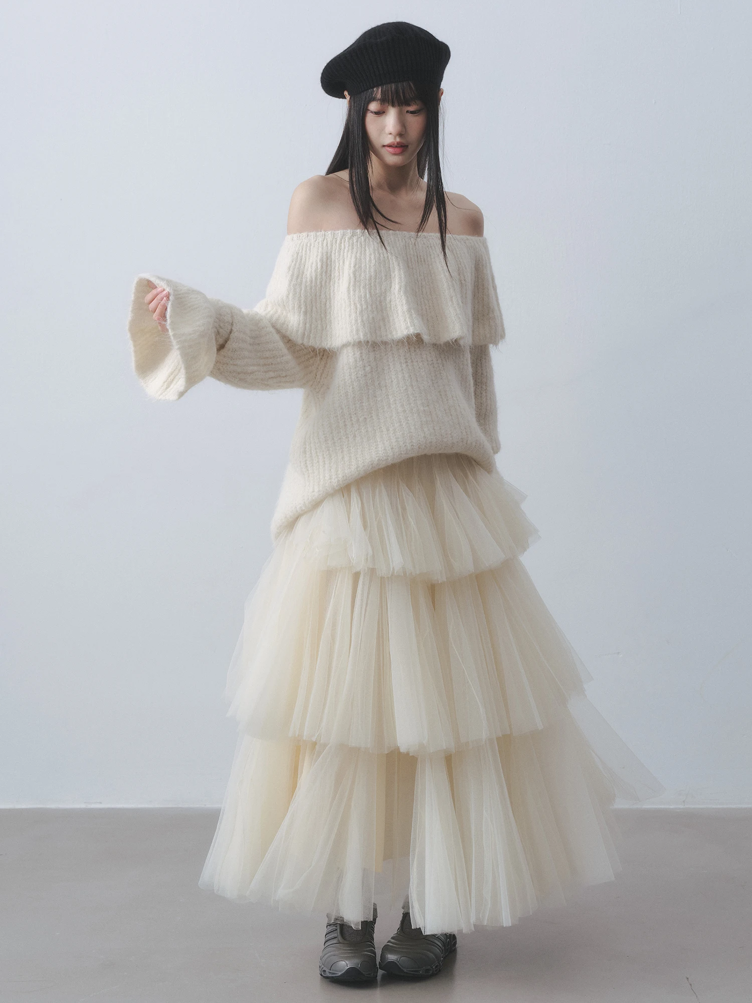 

Dry Multi-Layered Cake Skirt by Dirl Paris Soft Language Design Net Gauze Fairy T Sle f-length Elastic Waist