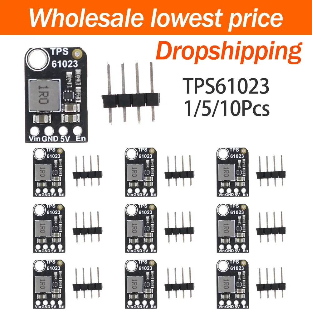 1/5/10Pcs TPS61023 DC‑DC Boost Module 5V 1A Step‑Up Voltage Regulator Converter Board High Efficiency Stable Output Power Supply