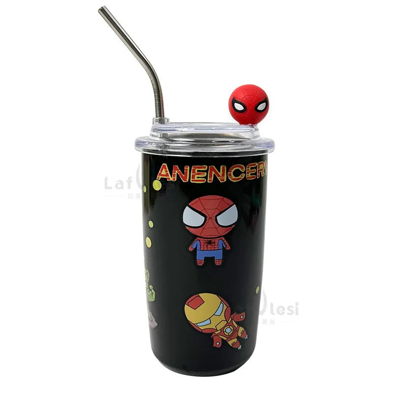 New Stitch Thermos Mug Anime Cartoon Character Disney Accessories Stainless Steel Portable Cute Straw Coffee Mug Christmas Gift