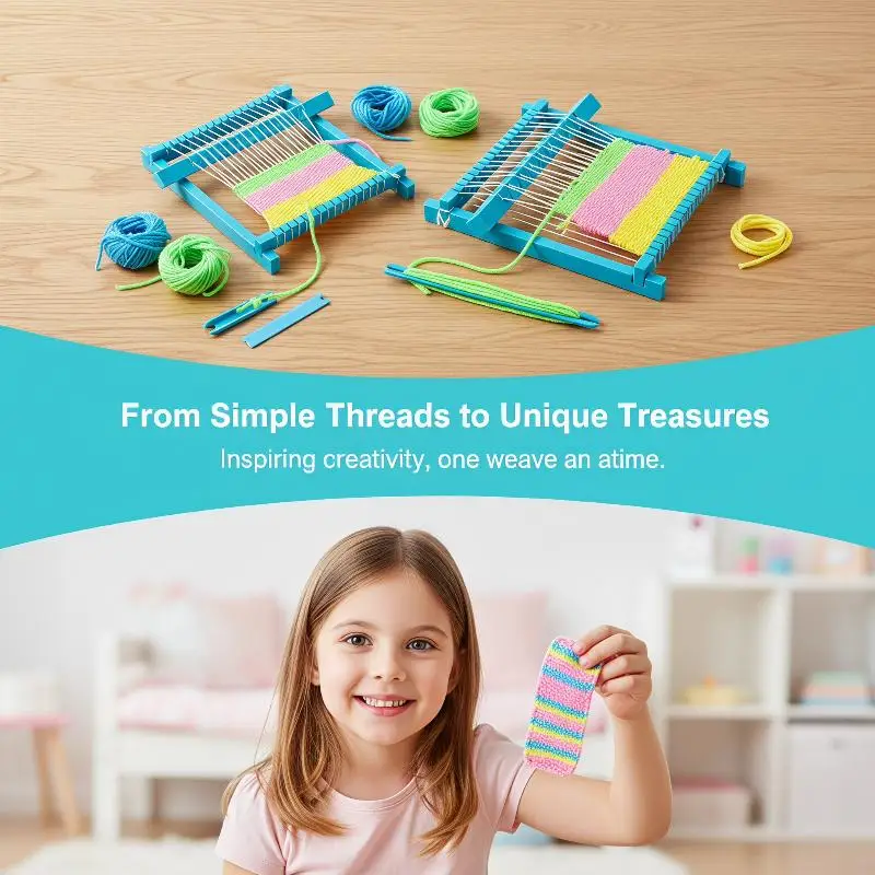 STEM DIY Weaving Loom Kit Educational Handmade Weaving Craft Set for Kids Develop Creativity Imagination Ideal School Supply