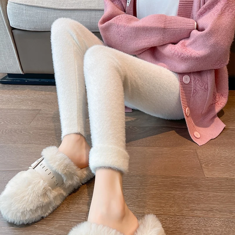 Fce gefütterte Thiened Velvet Schlankheits-Leggings für Damen, hohe Taille, eng, elastisch, Herbst-Winter-Oberbekleidung, warme Hosen