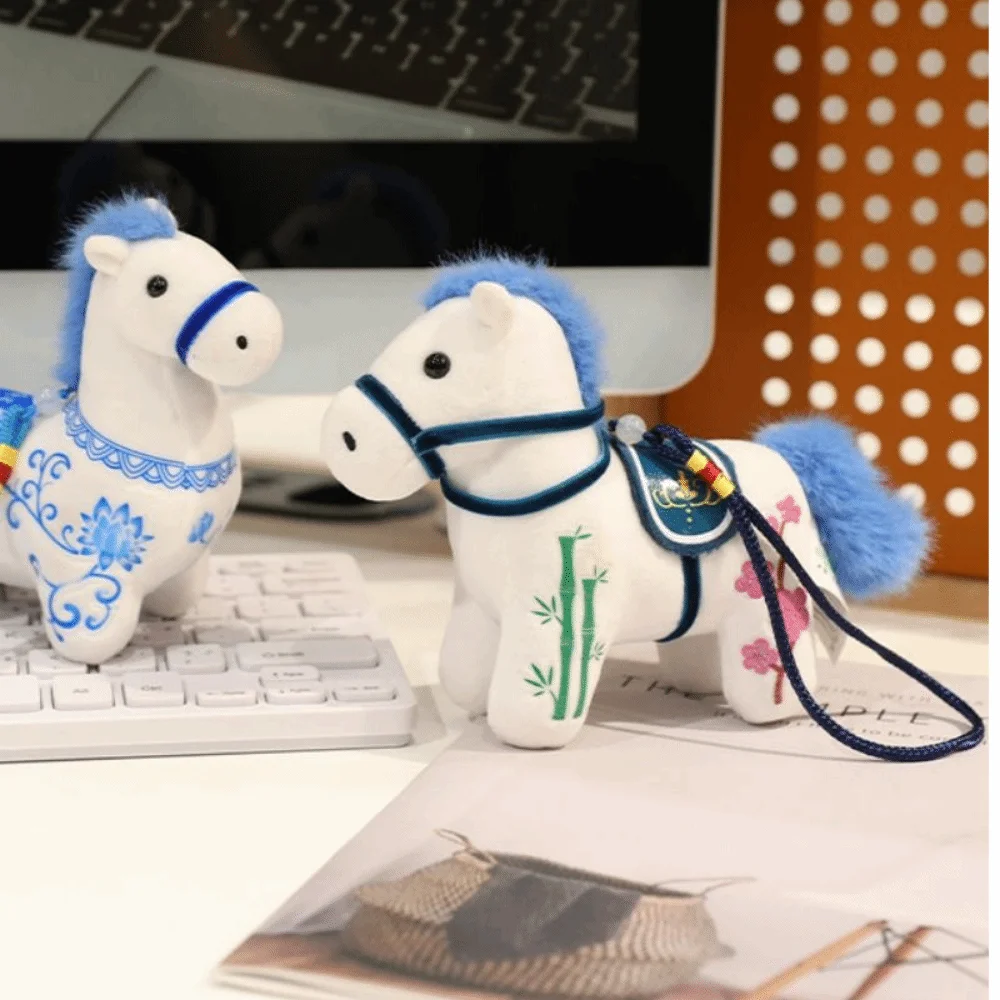 Geluk Leuke Knuffeldier Paard Kawaii 12 Cm Cartoon Ros Pop 2026 Jaar Van Paard Zachte Zodiac Pony Beeldje verjaardagscadeau