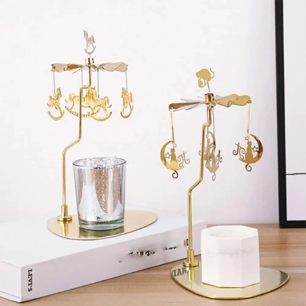 2027 Candlestick Carousel Spinner Spinning Rotary Holder Stick Holder Tray Rotating Candle