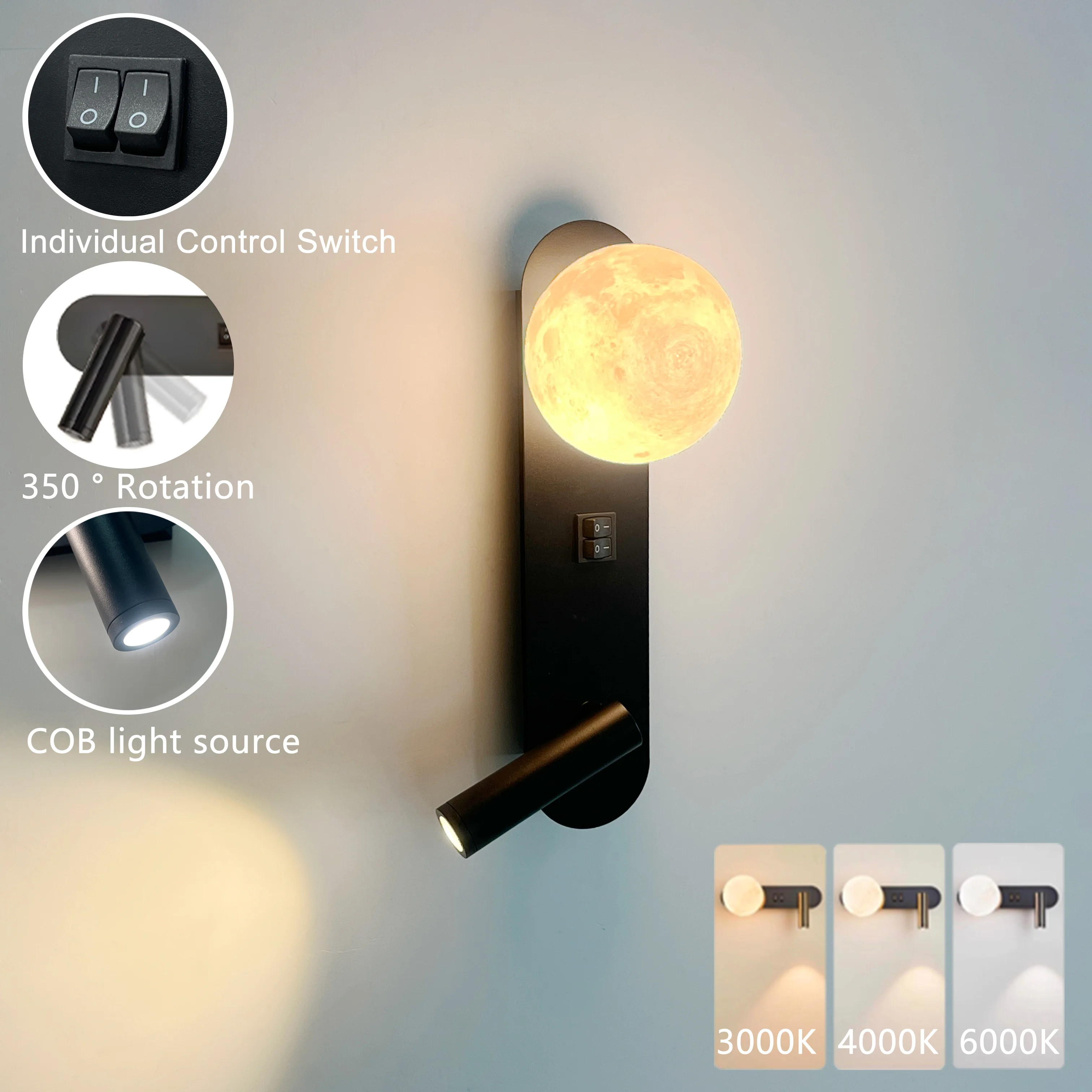 

Wall Mounted LED Wall Lamps with Switch & Adjustable Bedside Headboard Spotlight Bedside Light G9 Wall Light Sconce Study Room