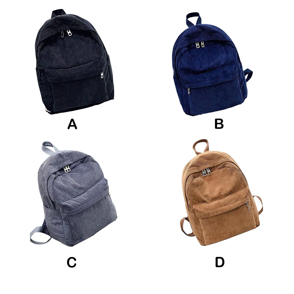 Corduroy Backpack Container Multipurpose Student Backpacks Clothing Accessory Storage Bags Holding Pouches  Blue