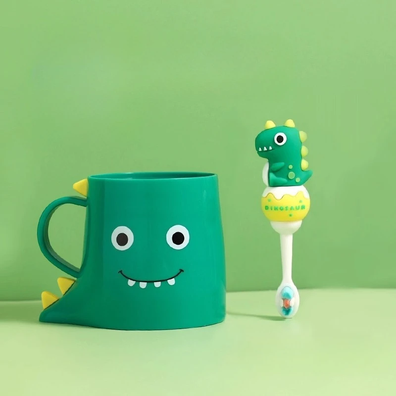 لطيف الكرتون الاطفال فرشاة الأسنان مع كوب الأطفال شعيرات فائقة النعومة فرشاة حماية الأسنان فرشاة أسنان الأطفال للأعمار 3-12 #5