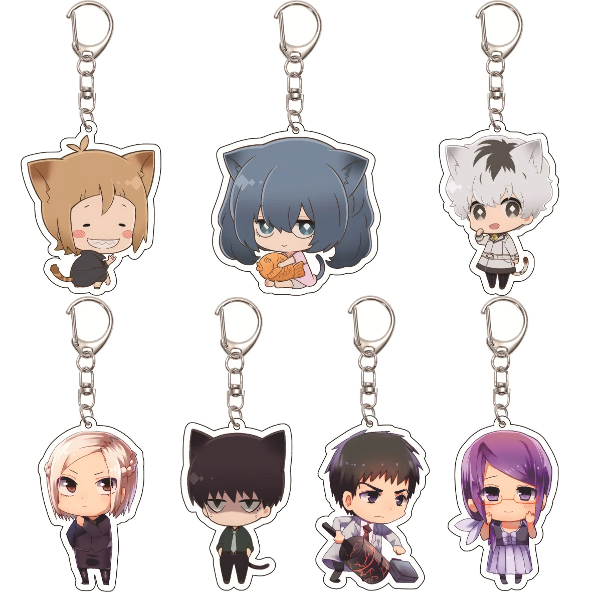 

55MM Keychain Anime ‌Tokyo Ghoul Touka Kirishima Kaneki Ken Kirishima Ayato Kamishiro Rize Juuzou Suzuya Acrylic Cute Gifts