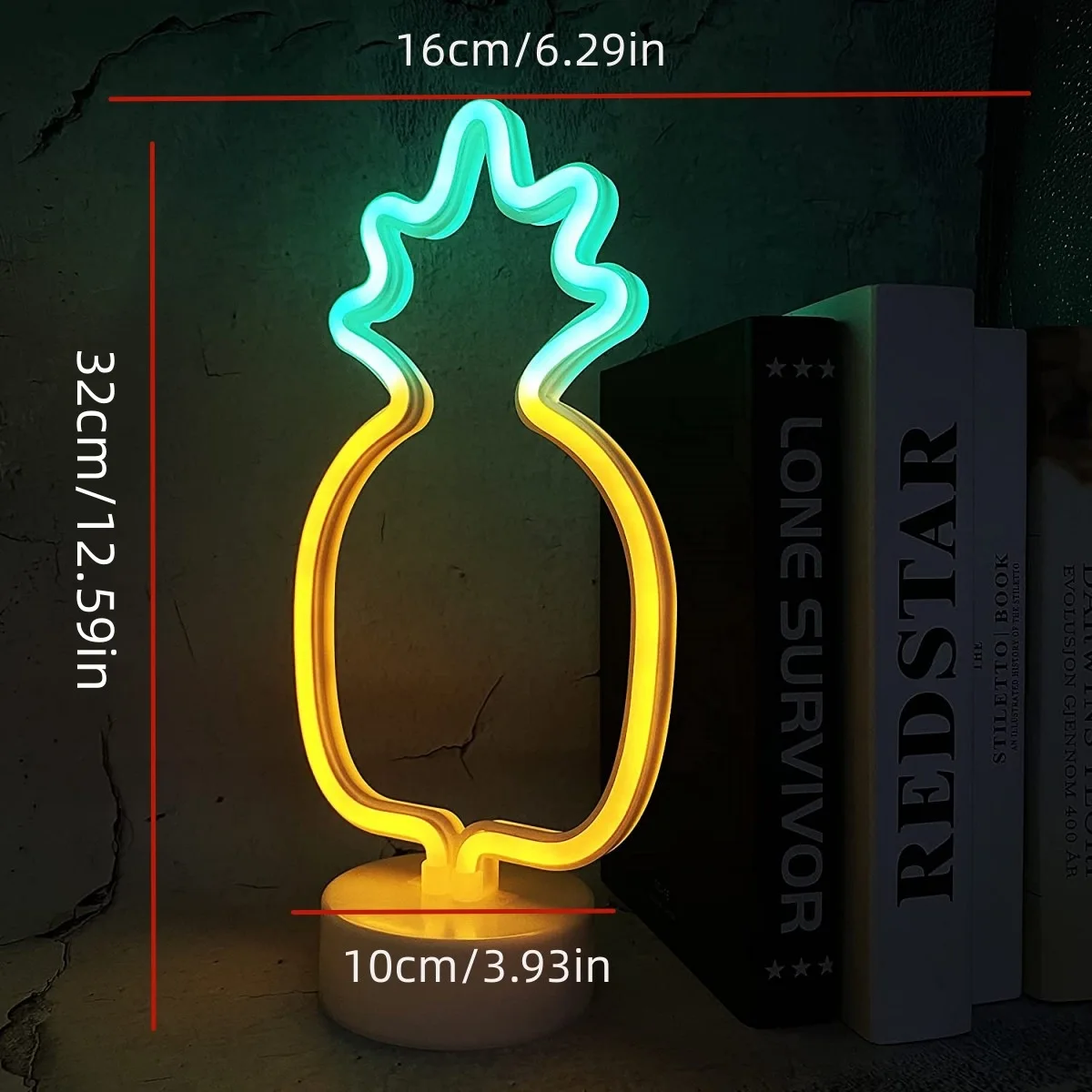 Pineapple LED Neon Sign Lamp USB/Battery Power Lamp Desktop Ambient Light for Bedroom Table Home Wedding Christmas Decoration