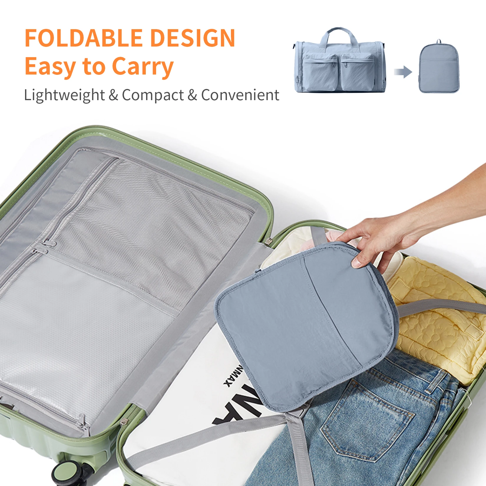 AJI Travel Bag For Women With Shoe Bag Duffle Bag Large Capacity Men Sports Gym Handbag Casual Collapsible Business Travel Bag