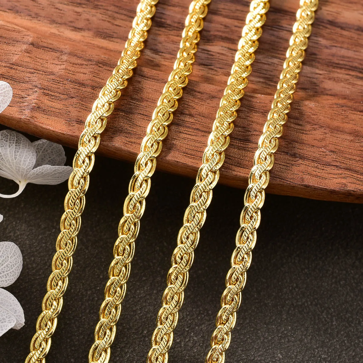 Gold Plated Rope Chain Necklace Thin Twisted Link Choker Unisex Simple Daily Stackable Neck Jewelry Accessory Gift For Men Women