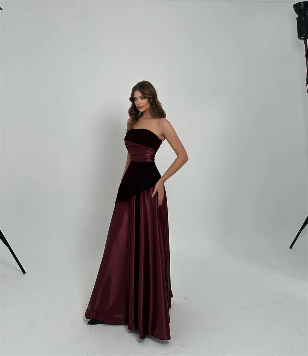 ROYET Abito da sera lungo senza maniche con scollo a cuore e pieghe, lunghezza del pavimento, abito da festa classico da donna, abito da ballo formale personalizzato