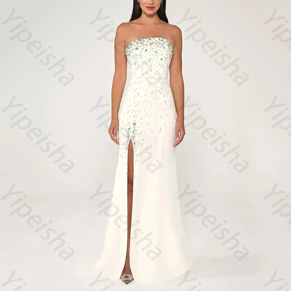 

Сексуальные вечерние платья без рукавов с открытыми плечами по индивидуальному заказу, элегантное платье знаменитости с разрезом по бокам, изысканное платье для выпускного вечера высокого качества