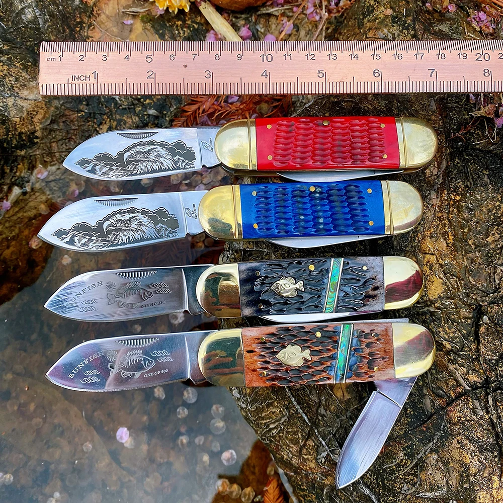 물고기 슬립 조인트 접이식 블레이드 포켓 나이프 클래식 전통 사냥 낚시 캠핑 전술 고품질