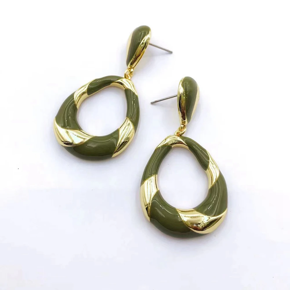 

YULAILI модные разноцветные свадебные украшения элегантные женские висячие серьги брендовые нежные геометрические овальные серьги-кольца для женщин