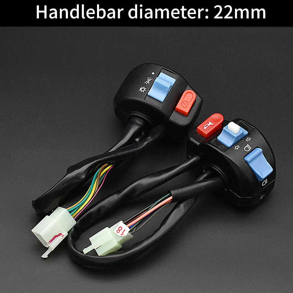 Interruptores de Control del manillar izquierdo y derecho de la motocicleta, botón de bocina, interruptor de botón de señal de giro, Scooter de bicicleta eléctrica para Gy6 50cc 125cc