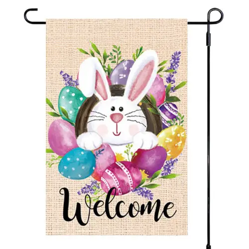 Super Tough Easter Garden Flag - Bunny Welcome - 12in x 18in AAL HHM WZZ yyi