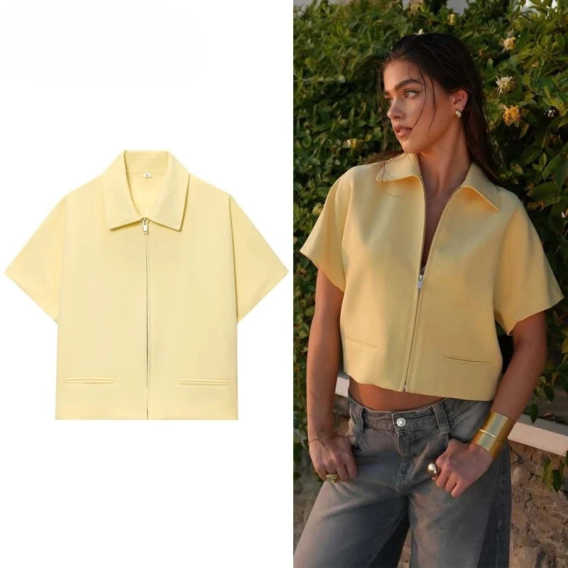 

BWQ 2025 укороченная куртка женская на молнии университетские женские куртки с коротким рукавом женские пальто повседневная верхняя одежда праздничные женские куртки