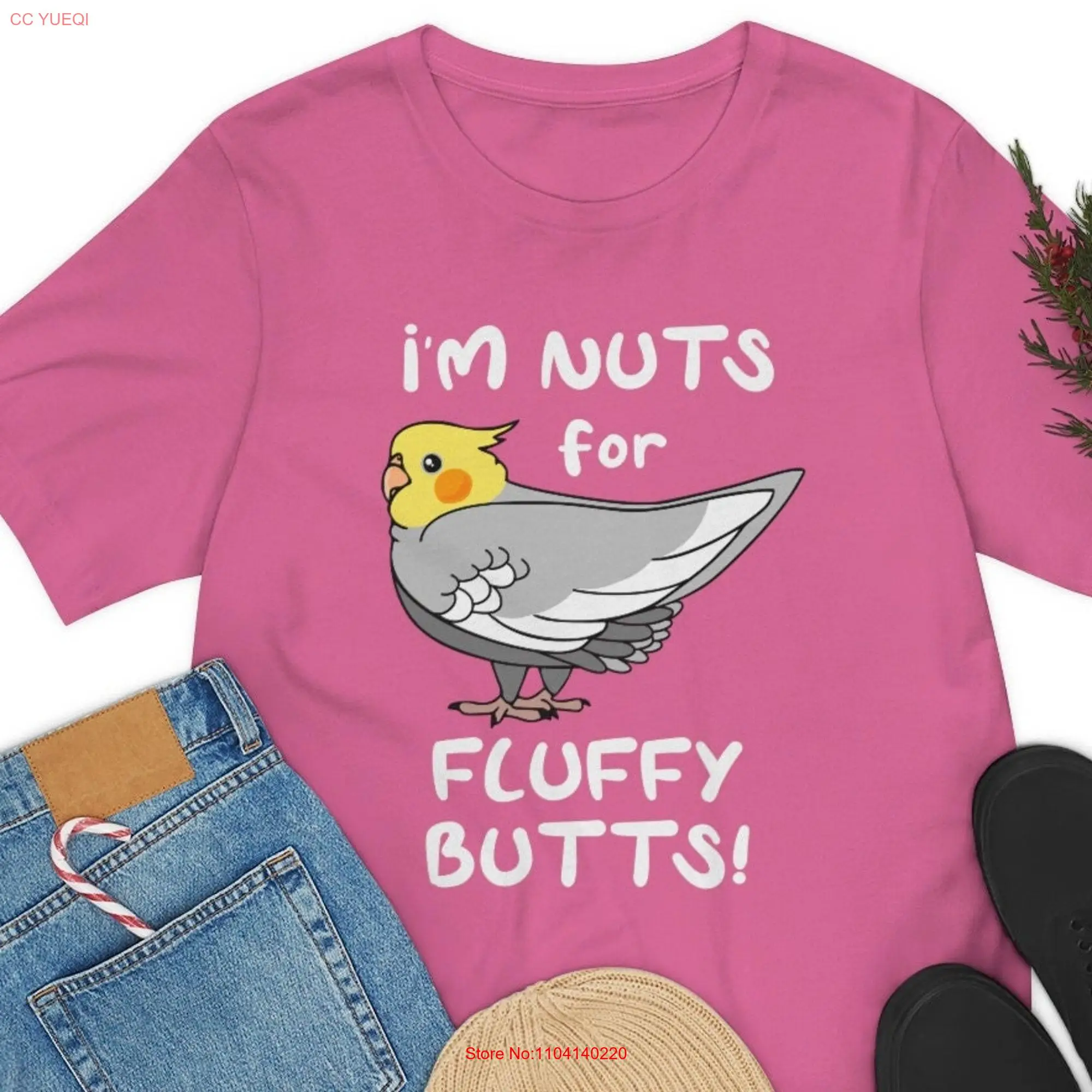 I'm Nuts for Fluffy Butts Cockatiel T shirt Birb merch Funny Parrot mom idea memes clothing Fun Quote