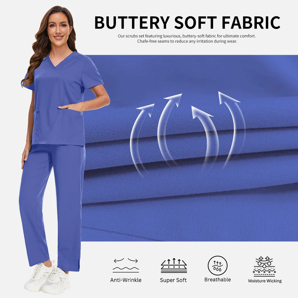 Niaahinn Uniformi Medicos Dentista Infermiera Abiti da lavoro Donne Cura medica Infermiera Uniforme Scrub Uniformi Donne Scrub Set di indumenti da lavoro