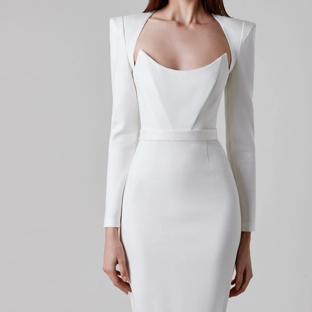 

customizedHigh Quality and Elegant Straight Scoop Long Sleeves Evening Dress Ankle Length Back Slit Saudi Arabia 2024 Custom Siz