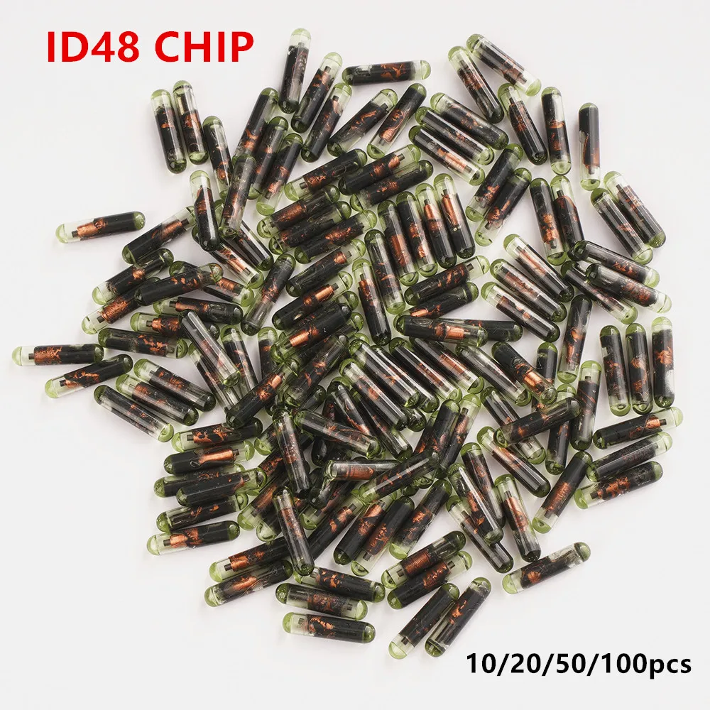 10/20/30/50/100pcs Aftermarket ID48 ID 48 Transponder Chip Car Key Chip Blank OEM Auto Transponder Chip Glass ID 48 Unlock Chip