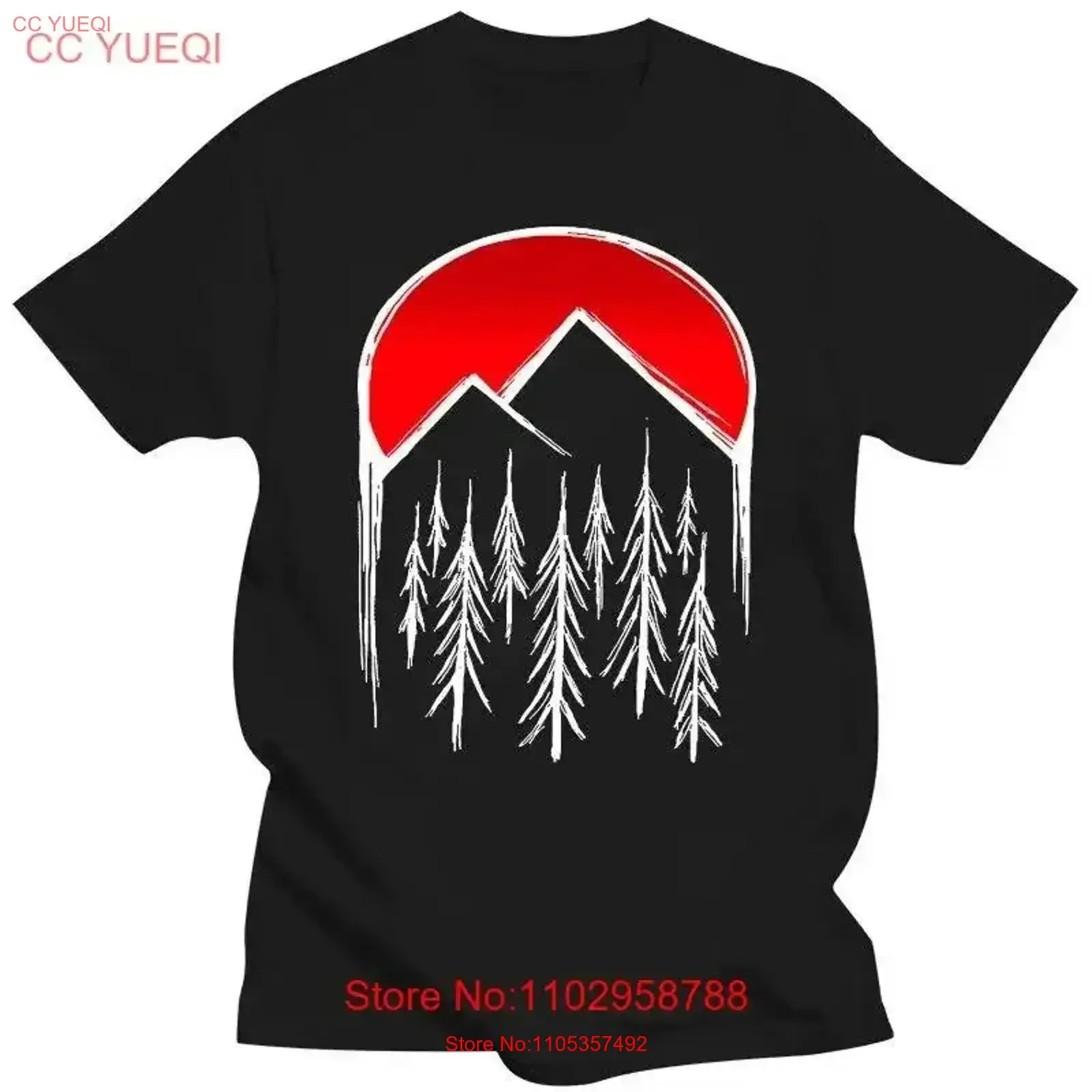 Vintage Twin Peaks T-Shirt für Herren, Red Pine Tree Moon, hochwertige Oberteile, kurzärmelig, Vintage-Waschung, stilvoll, lässig, modisch