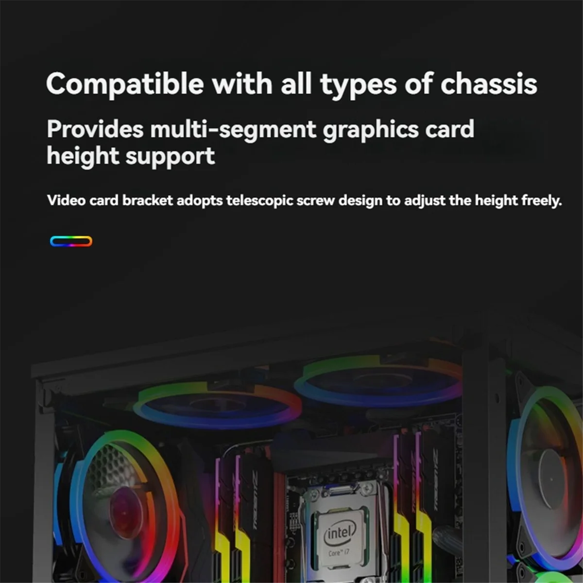 Supporto universale per scheda grafica A49T con staffa base per scheda video Supporto GPU per RTX4090/4080/4070/4060 RX580, 75mm