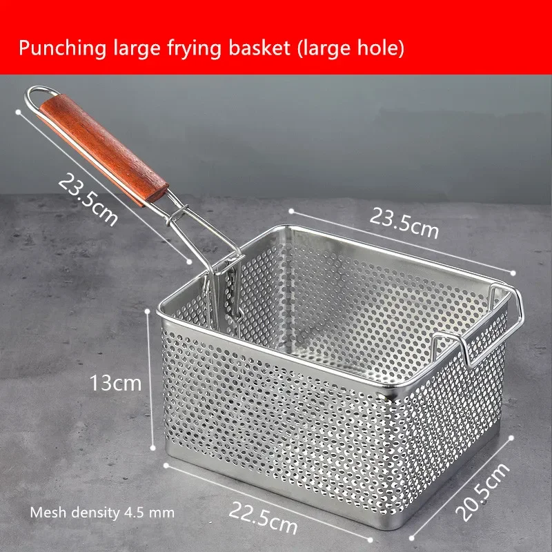 Stainless steel fryer screen French fries frame square filter net encrypt colander strainers shaped Frying fried mesh basket