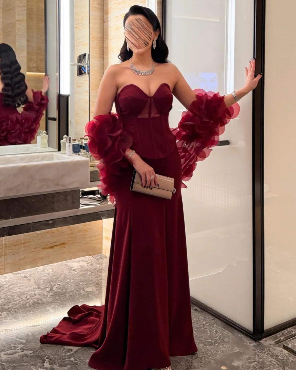 

Customized High Quality Women Jersey Handmade Flower Ruched Straight Evening Dresses Fashion Sleeveless Floor Lenght Prom Dress