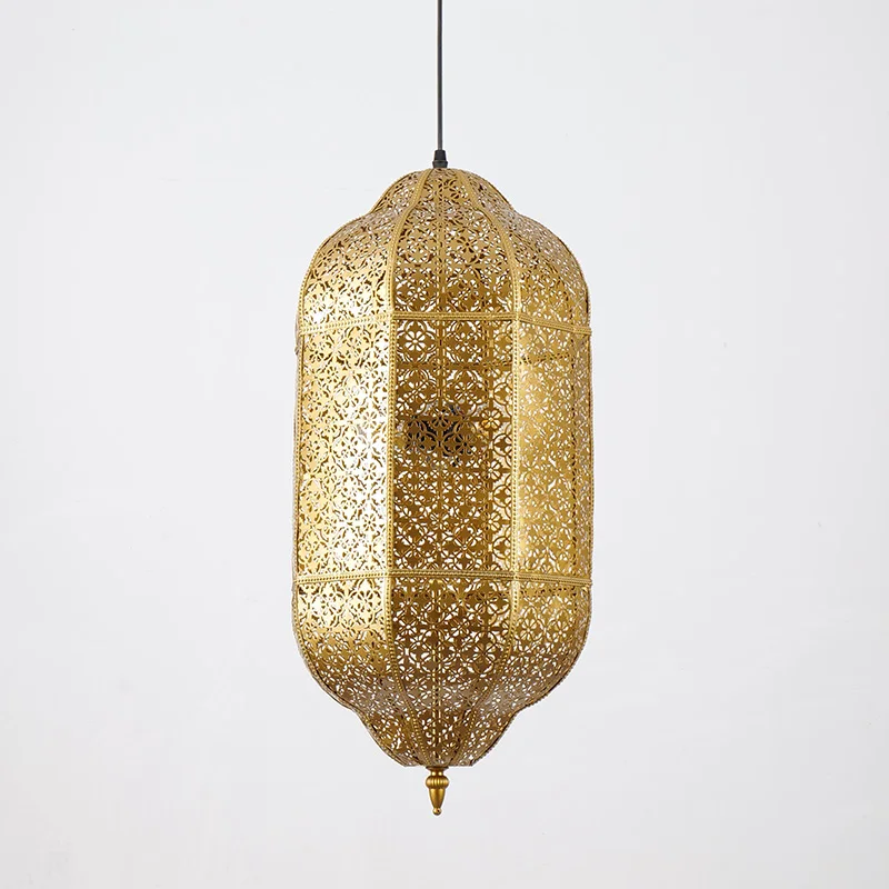 Moroccan Lantern Pendant Light Arabic Hanging Lamp Lighting Hollow Carved Chandelier for Bedroom Living Room Restaurant