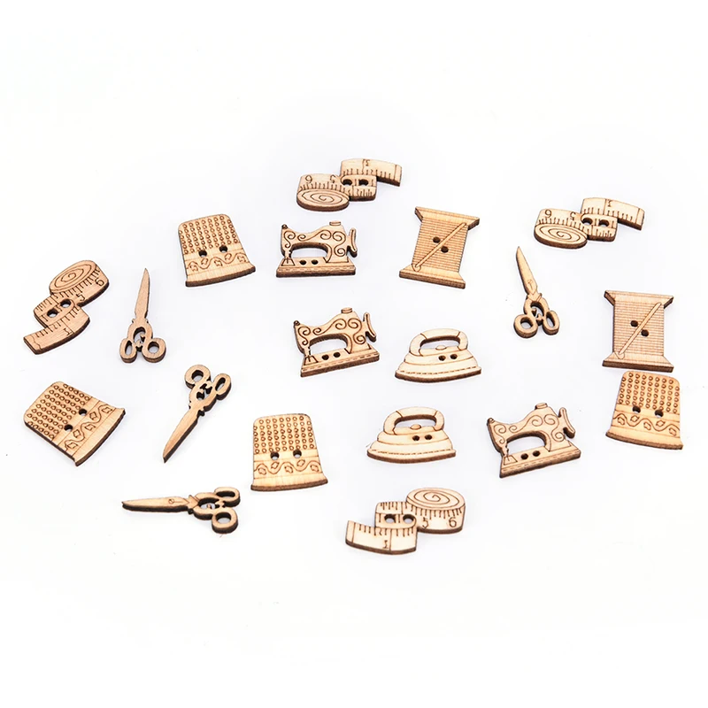 50pcs mixed natural sewing tool wooden handmade buttons scrapbooking carft for decoration 18-30mm