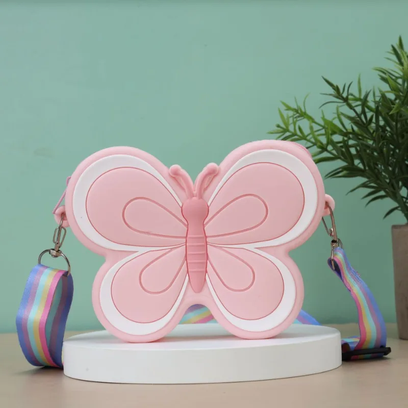 Lovely Bow Children\'s Silicone Shoulder Bags Cute Butterfly Shape Baby Girls Crossbody Bag Candy Color Kids Small Coin Purse 가방