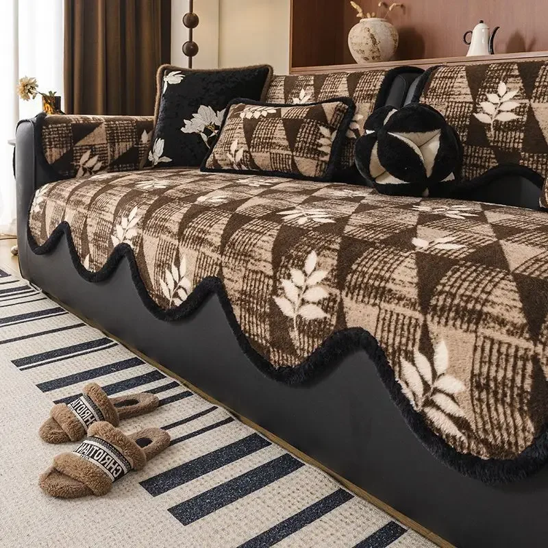 1pcs Maple Leaf Chenille Sofa Cushion All-Season Non-Slip Sofa Cover Throw Cat Scratch Resistant Seat Pad Home Decor