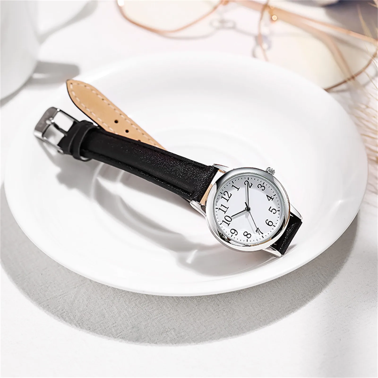 Japan Movement Women Quartz Fine Watch Easy To Read Arabic Numerals Simple-Dial