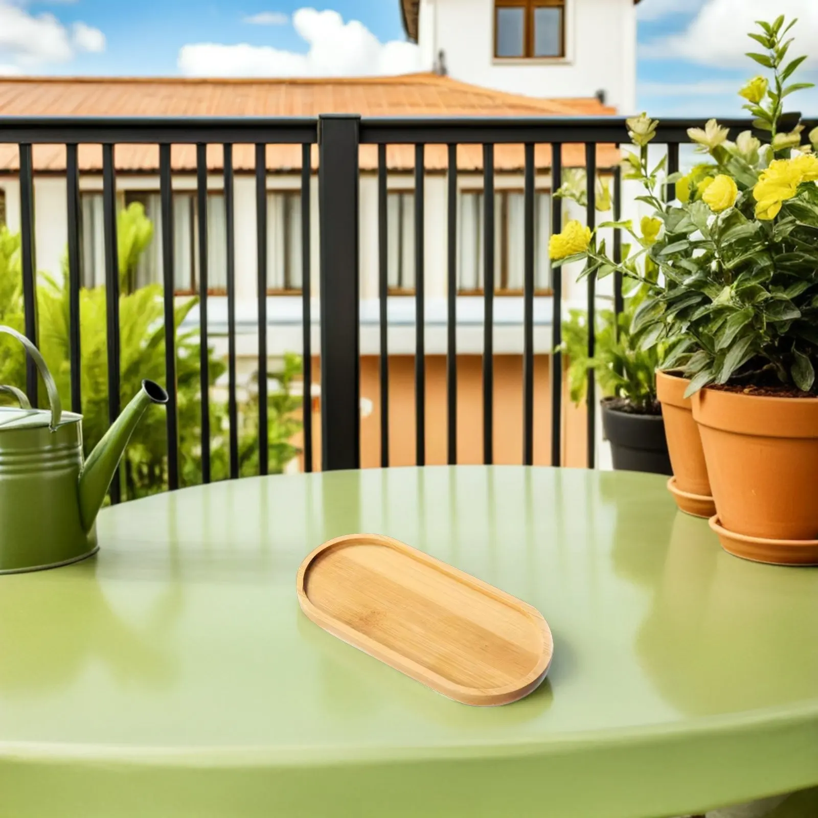 5Pcs Wood Plant Saucers Oval Indoor Pot Drainage Trays Flower Pot Water Catcher Tray Heavy Duty 7.07x3.85in Decorative Plant