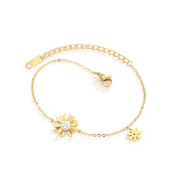 316L Stainless steel Flower Daisy Bracelet Fashion Party Banquet Statement Jewelry Gift