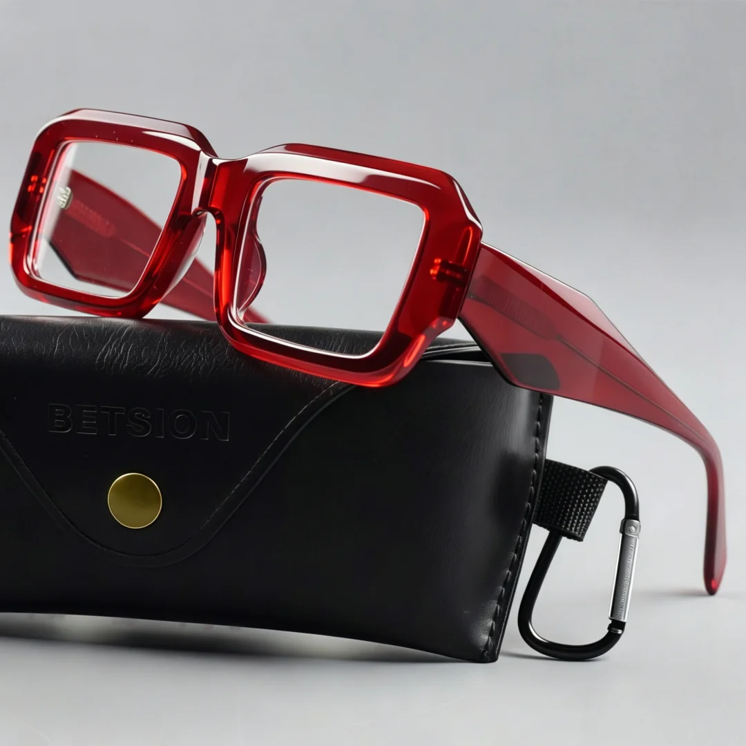 BETSION Fashion Retro Thick Frame Acetate Eyeglasses Frame Oversized Rectangular Style Optical Frame For Prescription Lens