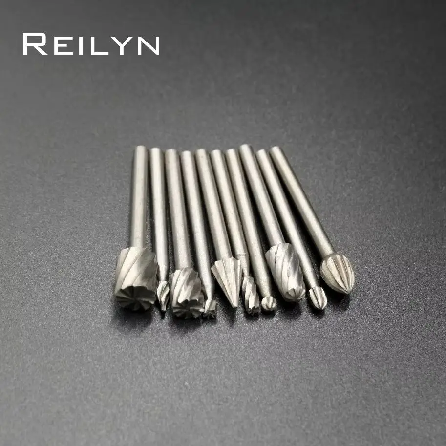 10pcs Woodworking Milling Cutter Woodworking Graver Carver Bits Rotary File Set for Dremel/Rotary Tool