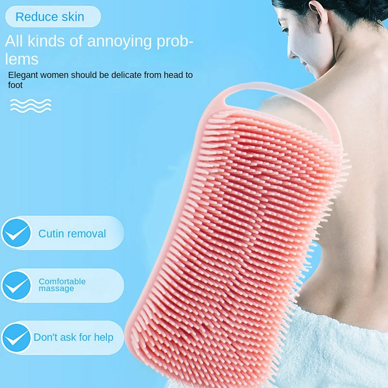 2 In 1 Silicone Shower Brush Scrubber Soft Silicone Scalp Massager Shampoo Brush Double-Sided Body Brush Foam Skin Clean Tool