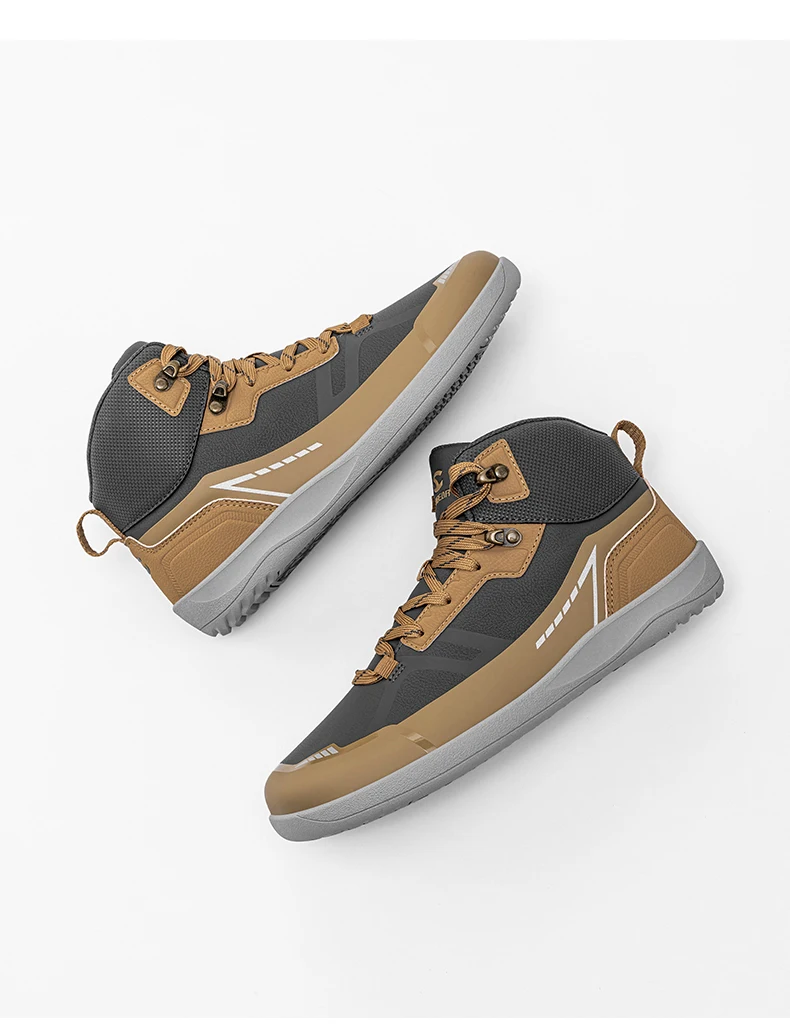 HOBIBEAR Unisex Mid-Top Barfußschuhe Herren Damen Breite Zehenkappe Kunstleder Wanderstiefel Outdoor Rutschfeste Trail-Laufschuhe – Detail 7