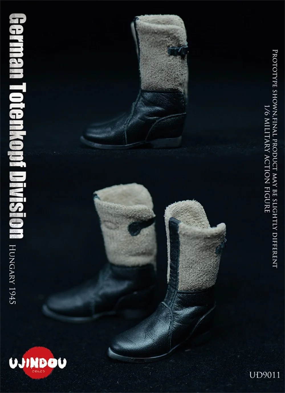 

1/6 UJINDOU UD9011 WWII Military Series Skull Army Division Hungary 1945 Winter Leather Hollow Boots Shoe Fit 12" Male Action