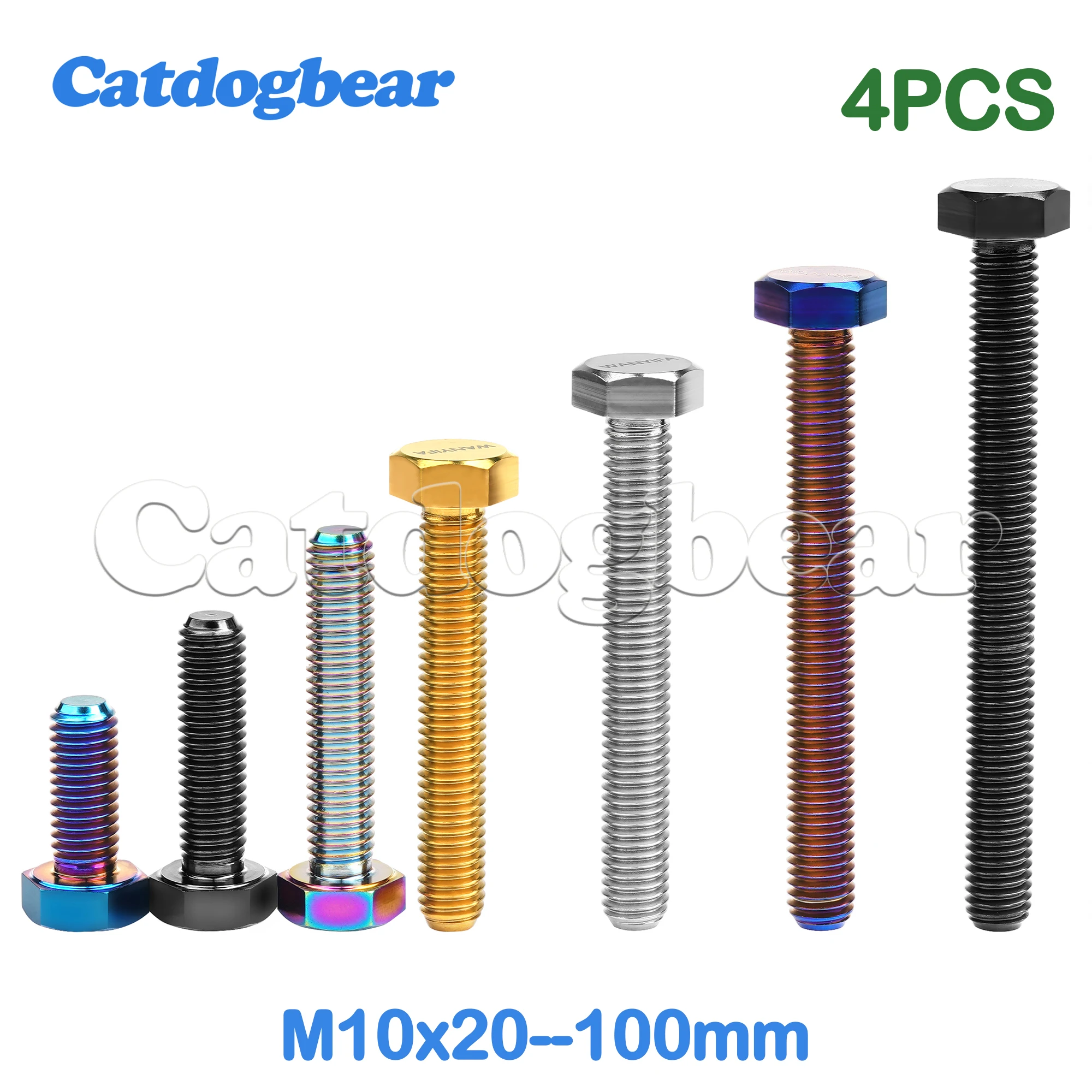 

Catdogbear 4pcs Titanium Bolts M10x20/25/30/35/40/45/50/55/60/65/70/75/80/85/90/95/100mm Screws for Bicycle Motorcycle Part
