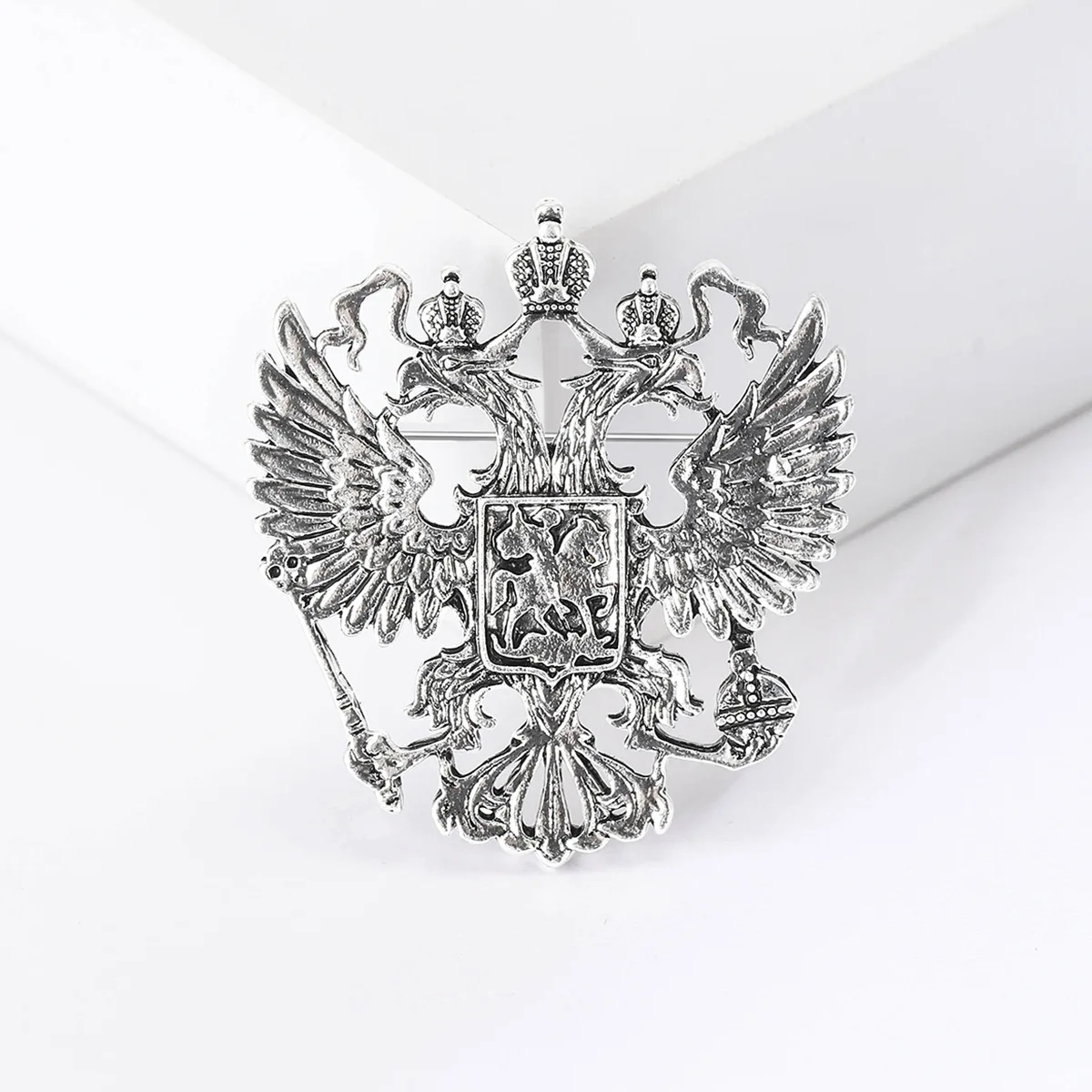 Vintage Double-headed Eagle Brooches Metal Russia Badge Punk Crown Suit Feast Lapel Pin Men Clothing Accessories Daily Gift