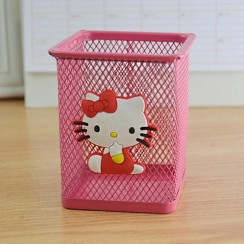 Hello Kitty Pen Holder Metal Hollow Students School Supplies Desktop Storage Stationery Multifunctional Wire Cute Mesh Portable