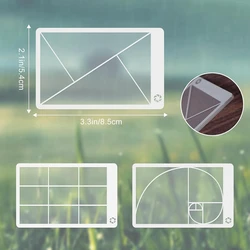 A46T 3 Pieces of Viewfinders Fibonacci Composition View Finder Golden Ratio Photo Viewing Positioning Ruler Viewer