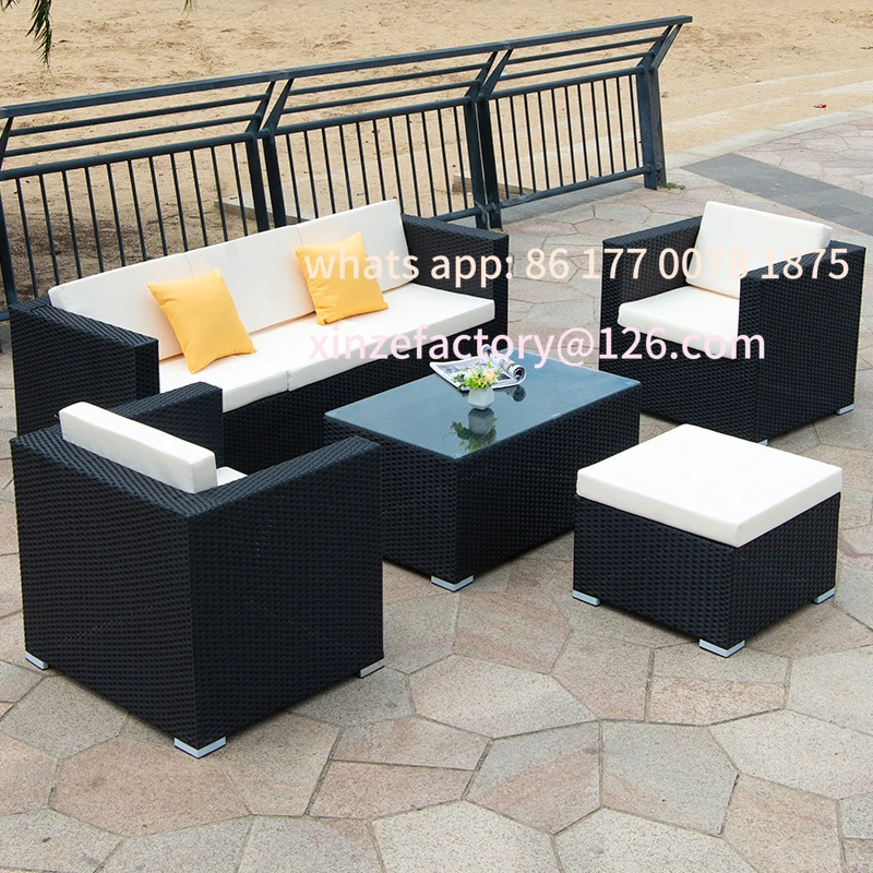Customizable Outdoor Rattan Sofa Courtyard Waterproof Sofa Chair Combination Garden Open-air Terrace Rattan Chair Furniture