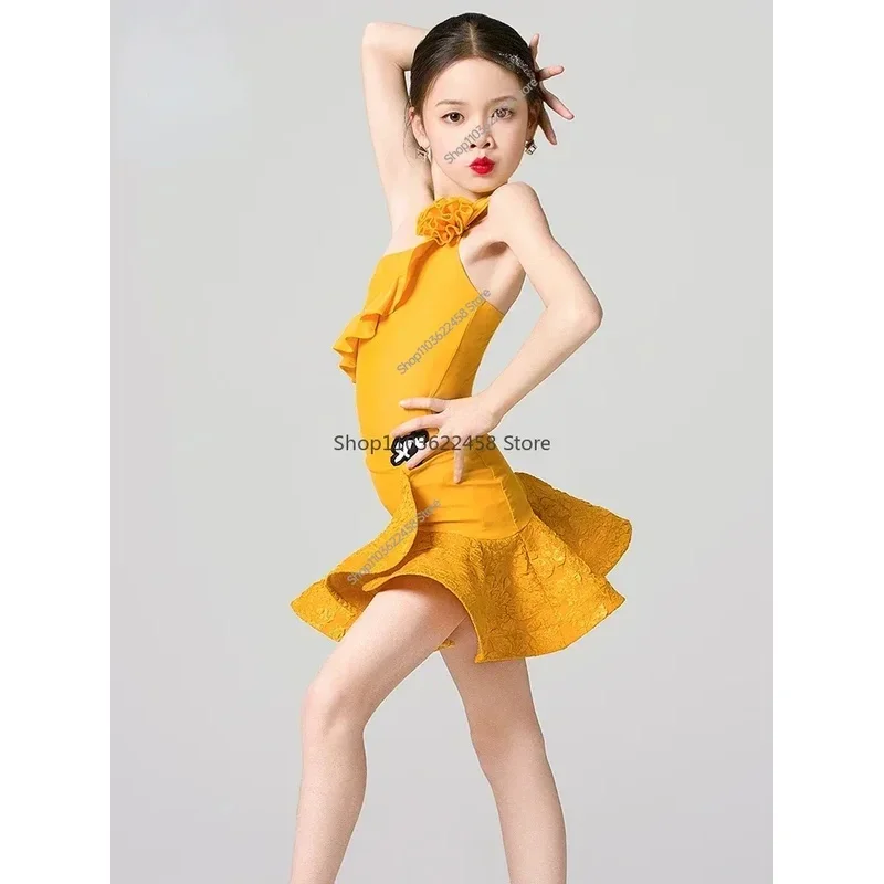 전문 경쟁 탱고 삼바 라틴 댄스 의상 소녀 어린이 차차 룸바 볼룸 댄스 복장 어린이 성능 정장