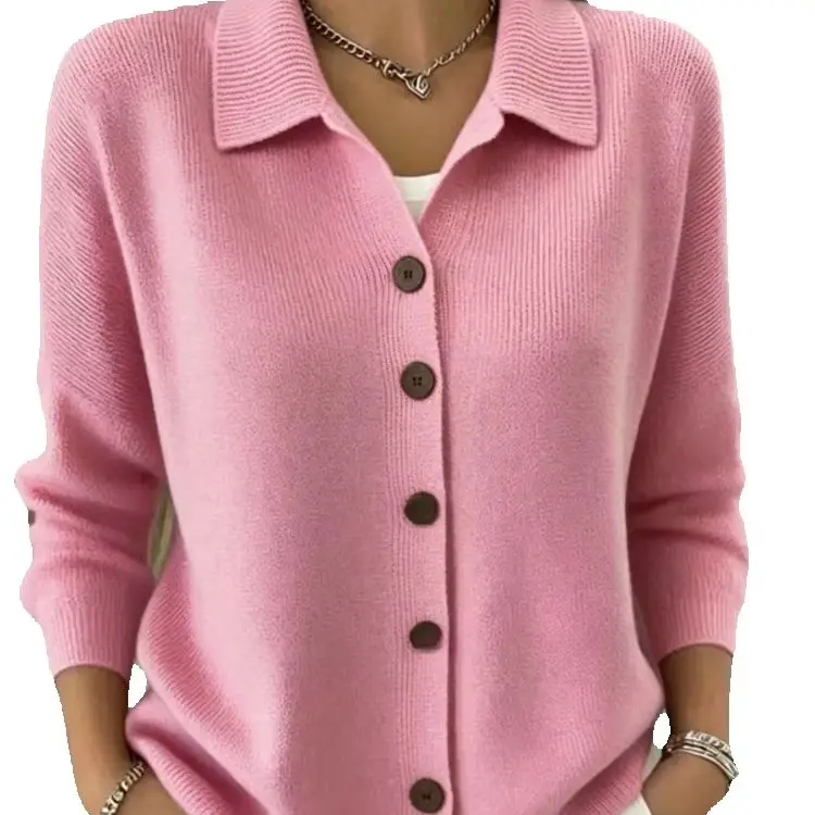 European and American Plus-Size Women's Clothing, Autumn and Winter High-End Elegant Fashion Commuter Lapel Cardigan Knit Sweater for Women