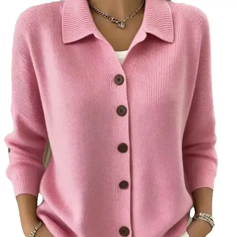 European and American Plus-Size Women's Clothing, Autumn and Winter High-End Elegant Fashion Commuter Lapel Cardigan Knit Sweater for Women