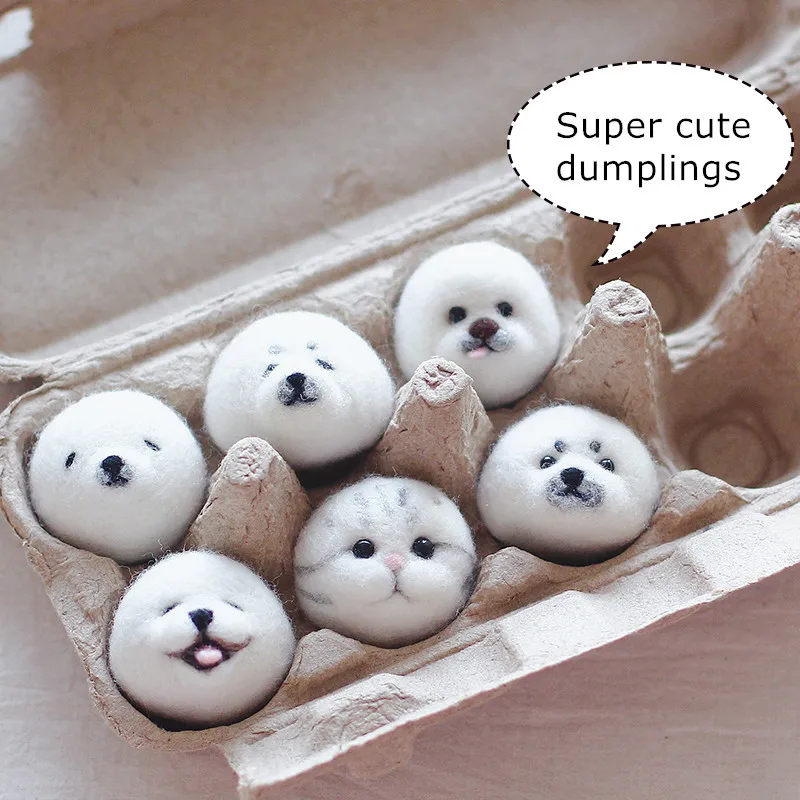 Wool Felt Poke Dumpling Steamer DIY Handmade Material Package Poke Needle Non-finished Wool Felt Dolls Creative Birthday Gift